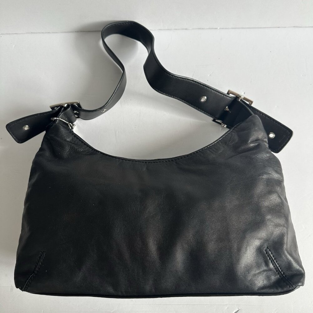 Y2K Kmart Genuine Lamb? Leather Handbag/Purse Black‎ Corpcore Office Going Out